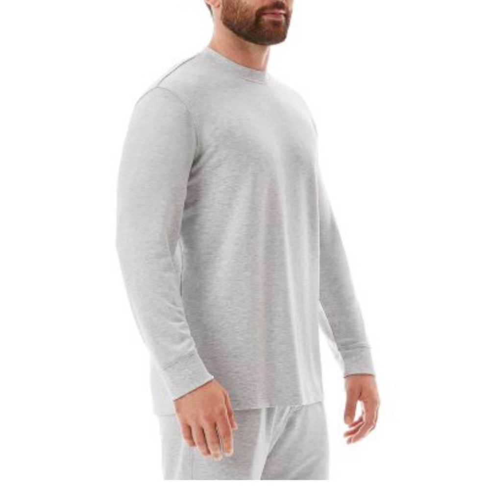 NEW Members Mark Mens Size M Platinum Gray Long Sleeve French Terry Lounge Tee